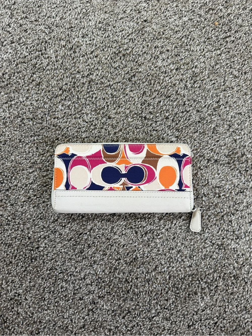 Coach Multicolor Signature Zip Wallet with Cream Trim
